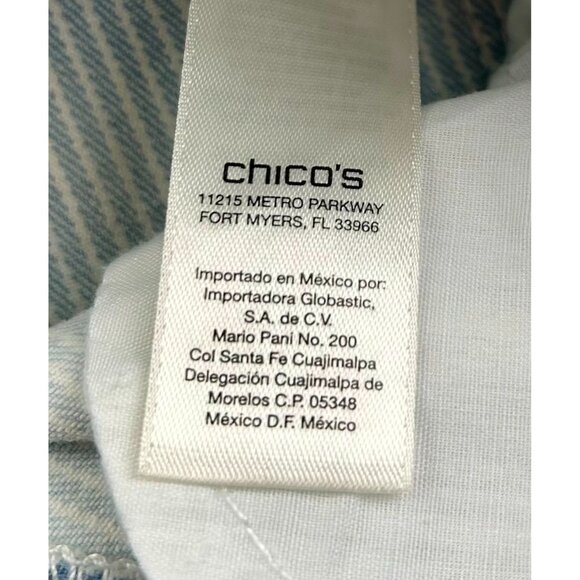 Chico’s Jeans Womens Sz‎ 6 Platinum Cropped Pinstriped Denim Light Wash Stretch - Picture 4 of 6